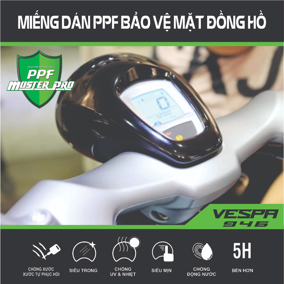 Miếng Dán PPF Bảo Vệ Mặt Đồng Hồ Xe Vespa 946 | Chất Liệu Film PPF Trong...