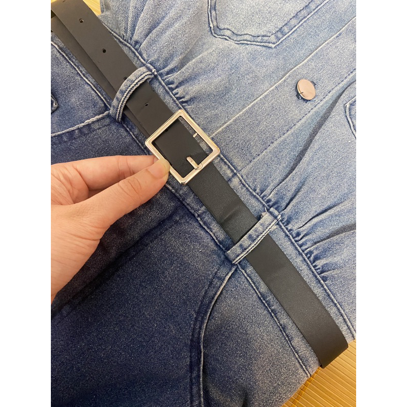 Pass szM new nguyên tag Váy sơ mi bò kèm đai lưng chất dày dặn co giãn hàng quảng châu