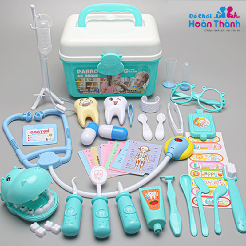 Đồ chơi bác sĩ trẻ em,gồm hộp y tế,y tá,ống tiêm ống nghe dụng cụ trẻ em
