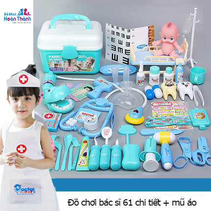 Bộ đồ chơi bác sĩ trẻ em dụng cụ y tế, y tá  gồm 61 chi tiết