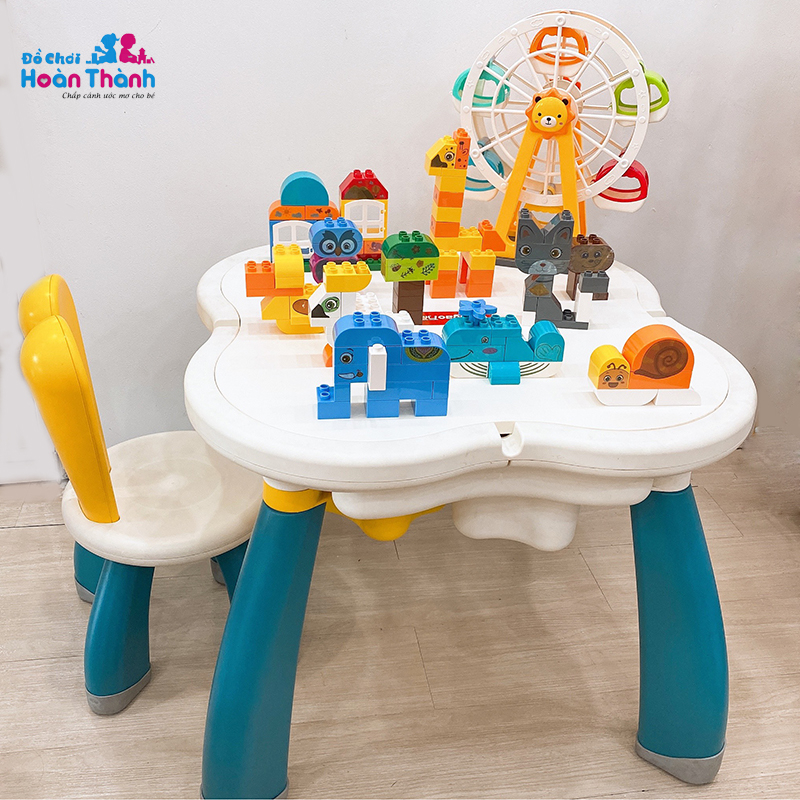 Bàn xây dựng lắp ráp đa năng Hoa Anh Đào trẻ em,đồ chơi giáo dục,xếp hình cho bé