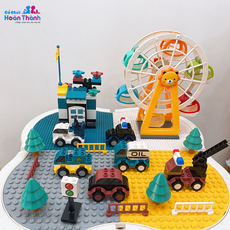 Bàn xây dựng lắp ráp đa năng Hoa Anh Đào trẻ em,đồ chơi giáo dục,xếp hình cho bé