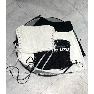 Sét áo corset hoa nổi kèm chân váy, AYA SET