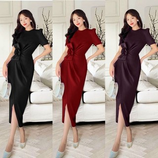 Đầm body cổ tròn bông bụng sang trọng hàng cao cấp TẶNG KÈM HOA TAI THỜI TRANG