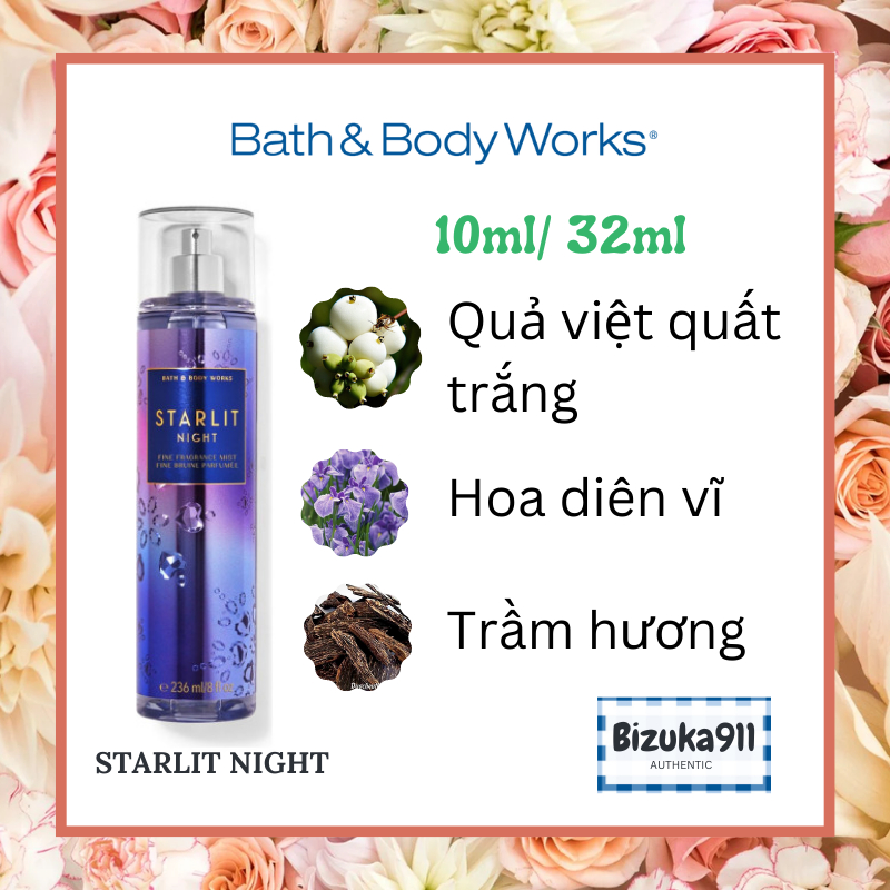 - Starlit Night - Body mist xịt thơm toàn thân Bath & Body Works - Auth Mỹ