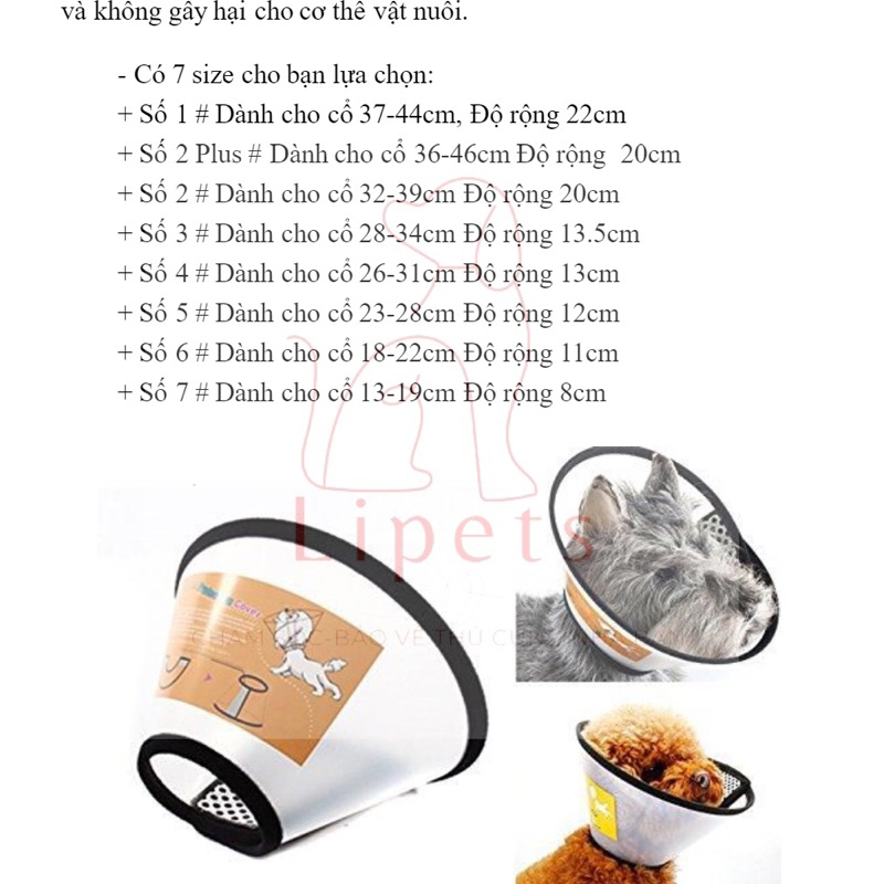 Vòng cổ/loa chống liếm Elizabeth cho chó mèo
