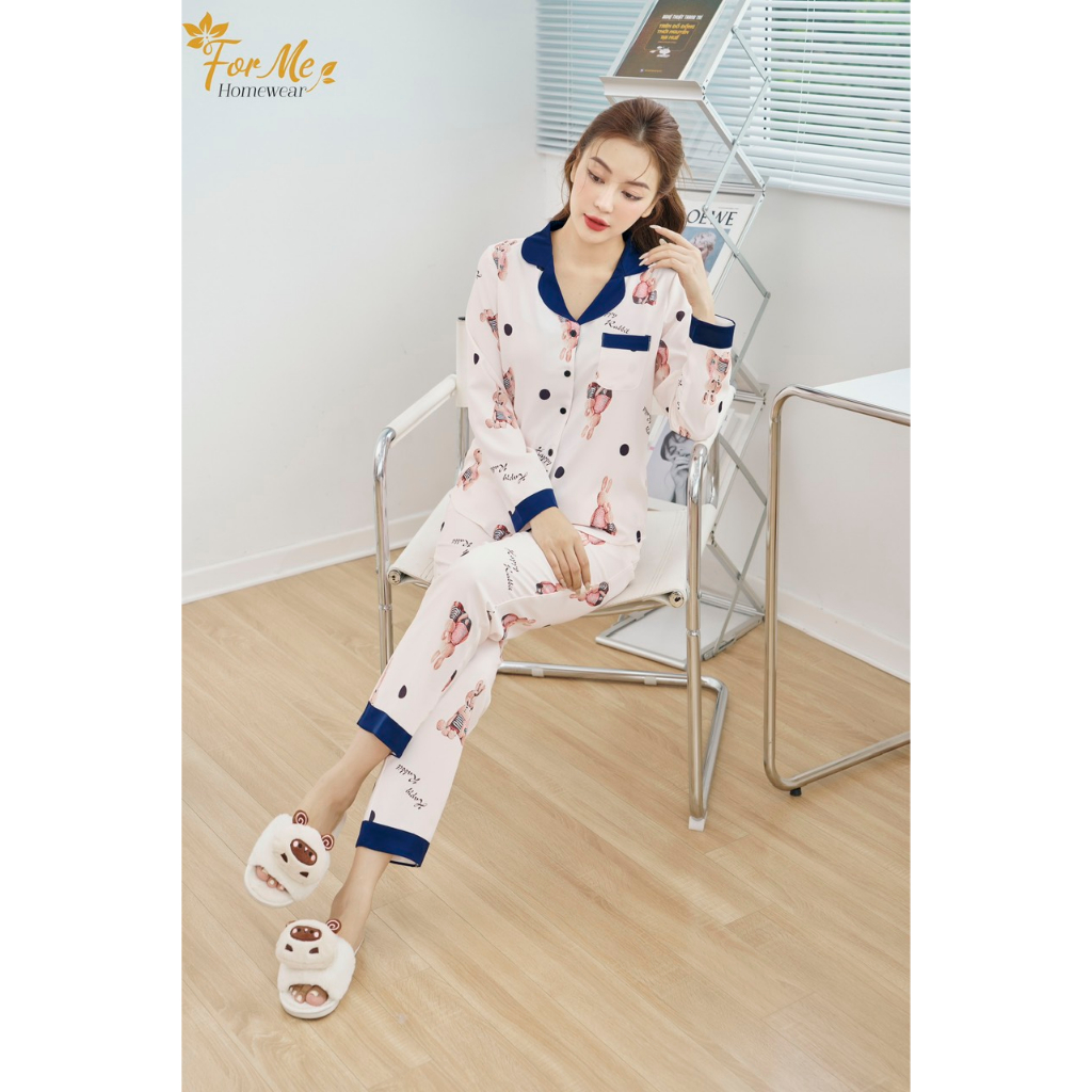 Bộ Lụa Hàn Châu cao cấp Dài Tay RABBIT 04, ForMe Pijamas