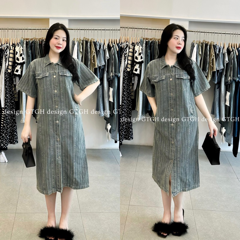Váy bò xuông mát tiểu thư