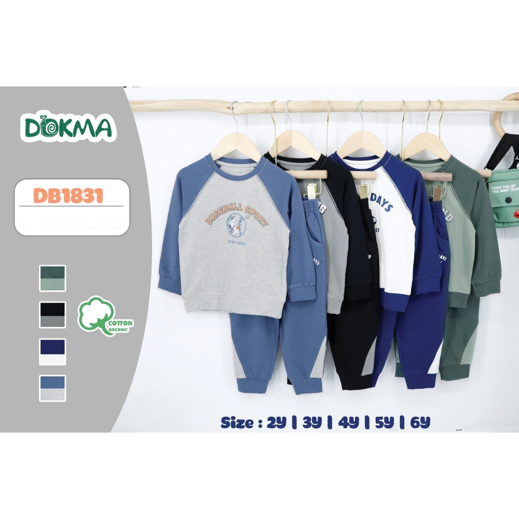 2-6Y Bộ cổ tròn dài tay bé trai Dokma DB1091, DB1831