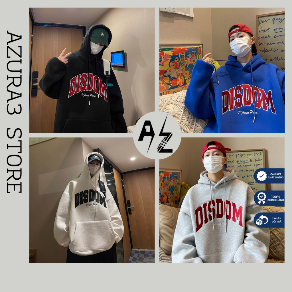 Khoác Nỉ Hoodie Unisex Form Rộng Logo Thêu DISDOM Giá Rẻ Hot Trend - Azura3 Store