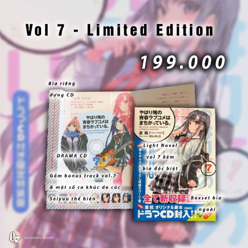 Oregairu Thanh Xuân Bi Hài - LightNovel Limited Boxset Nhật - Kèm Artb00k / CD