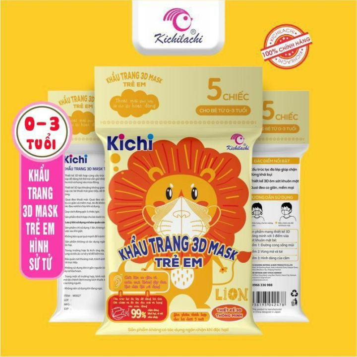 Khẩu Trang Hình thú Cho Bé Kichilachi,Khẩu Trang Kháng Khuẩn, Chống Bụi, An Toàn Cho Bé