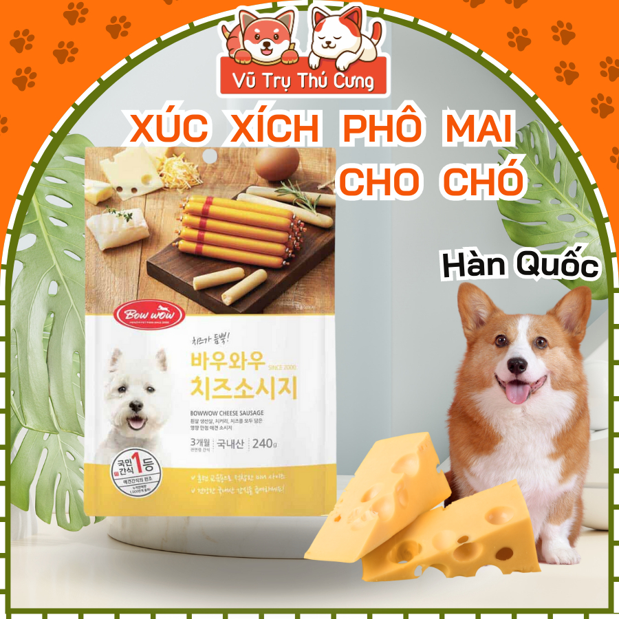 Xúc xích phô mai Bow wow Hàn Quốc cho Chó 240g (14 cây)
