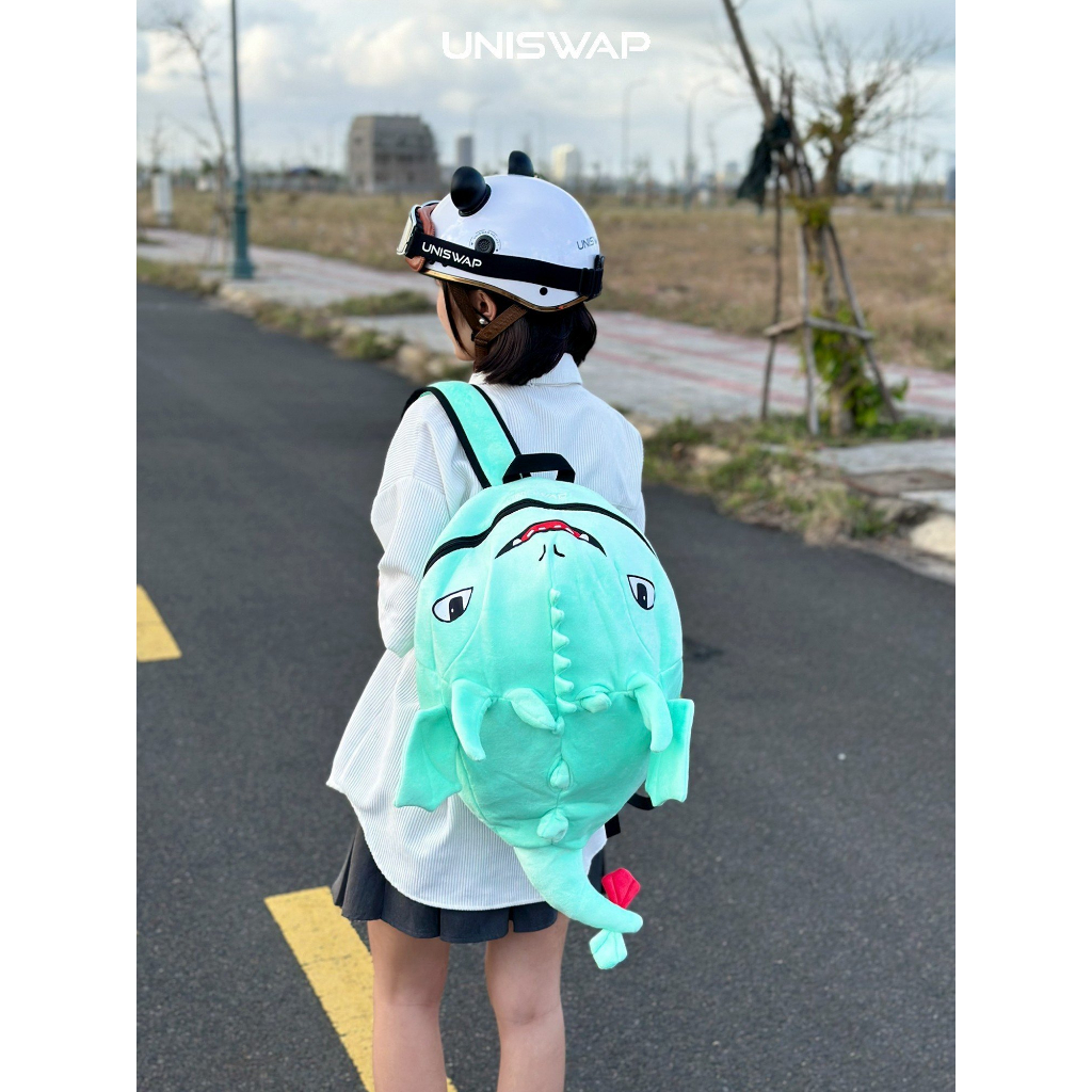 Balo hình thú rồng con răng sún vải nhung nhiều màu