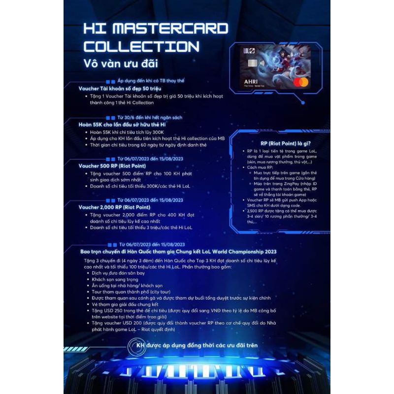 MBBank thẻ tướng Liên Minh Huyền Thoại LOL Hi MaterCard Collection 2in1 ATM