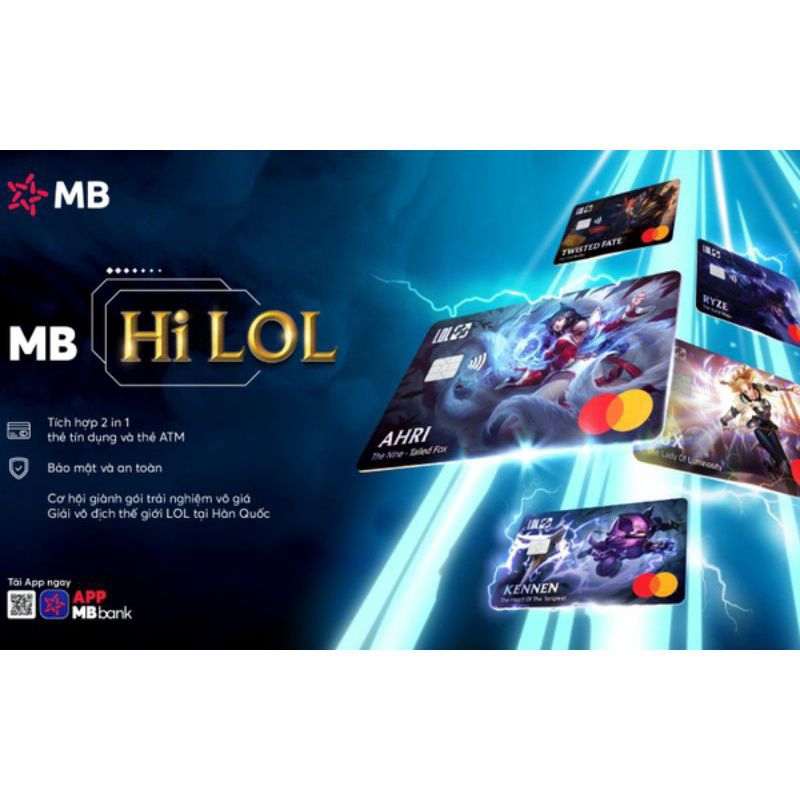 MBBank thẻ tướng Liên Minh Huyền Thoại LOL Hi MaterCard Collection 2in1 ATM
