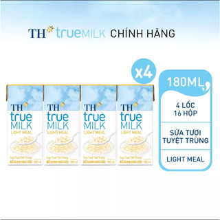Combo 4 lốc 16 hộp sữa tươi bổ sung ngũ cốc th true milk light meal 180ml.