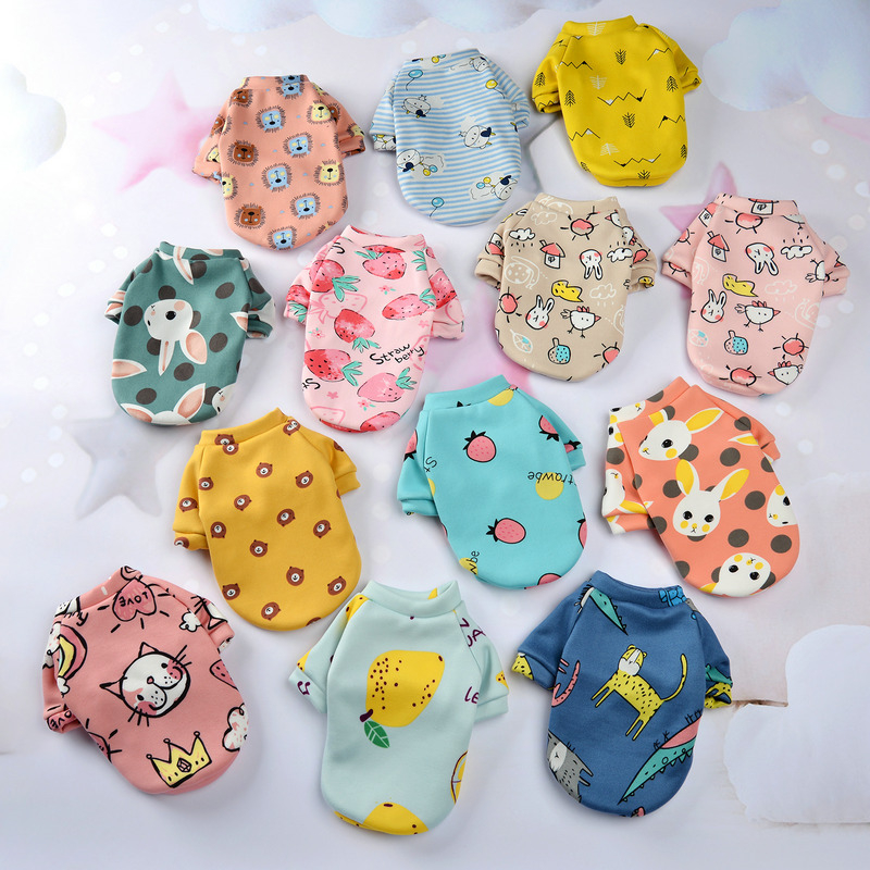 Áo Thun In Họa Tiết Hoạt Hình Dễ Thương Thời Trang Thu Đông Cho Thú Cưng size XS-S