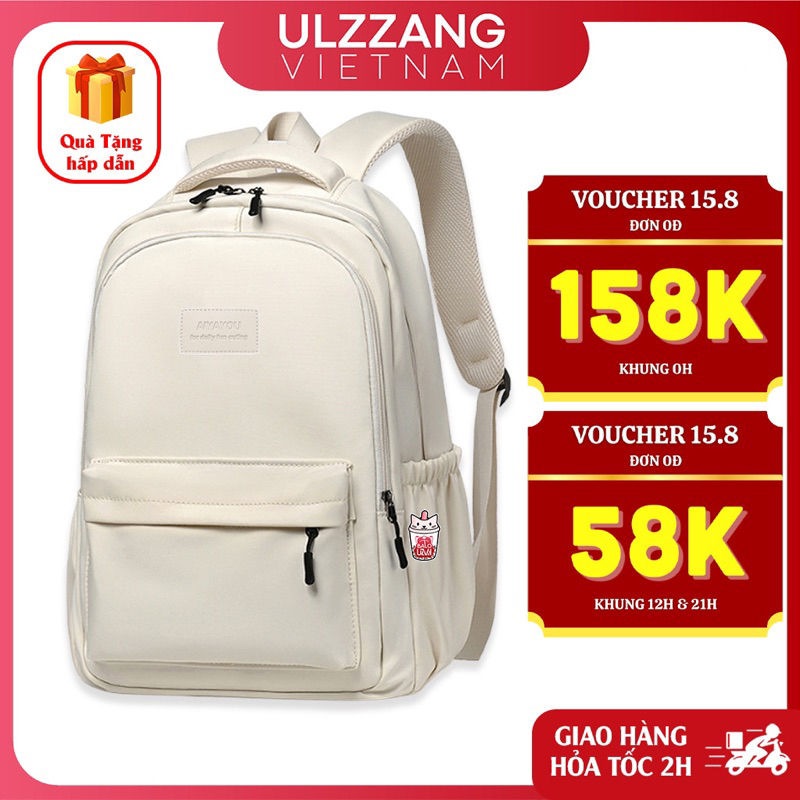 Balo đi học thời trang nam nữ trơn siêu nhẹ, cặp đi học phong cách Hàn Quốc trẻ trung