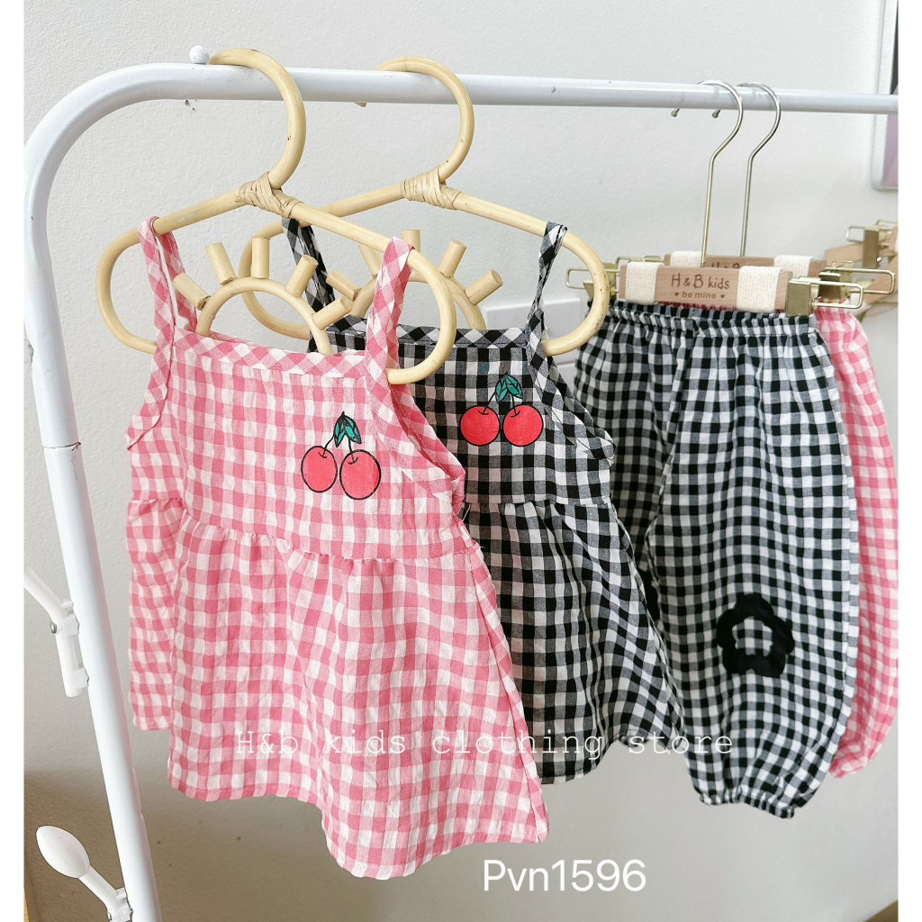 Bộ đồ bé gái 2 dây bánh bèo cho bé từ 1 đên 4T