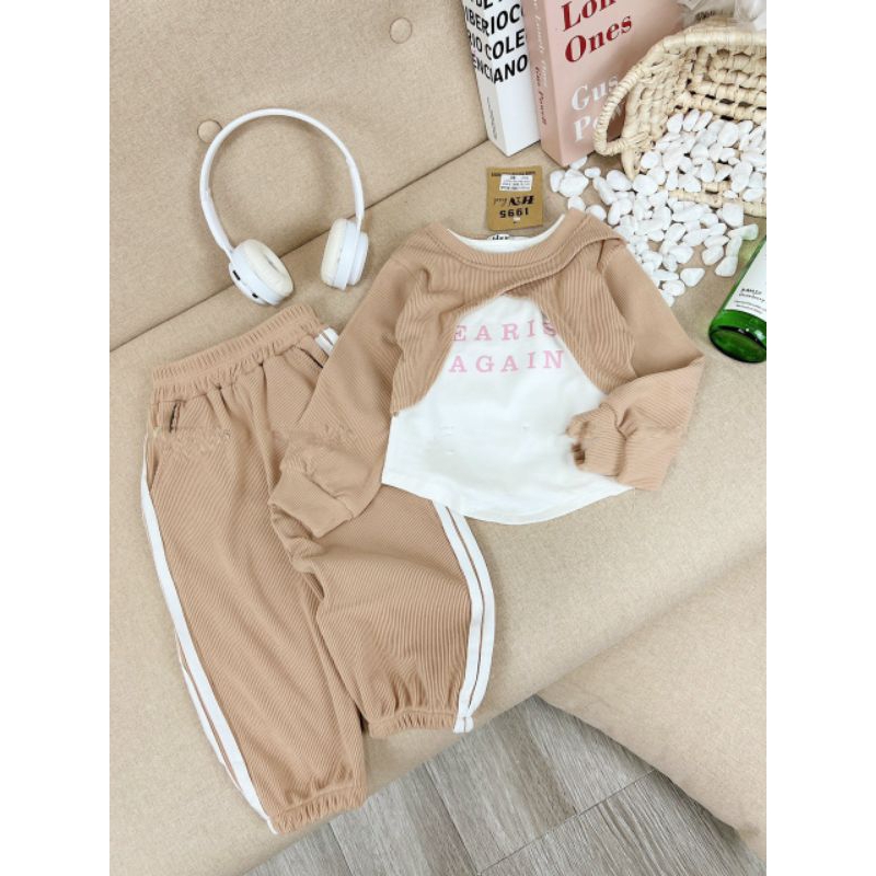 Set  3 chi tiết nhung tăm kèm áo trong dễ thương bé gái