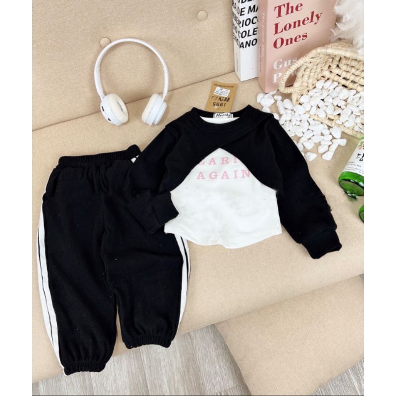 Set  3 chi tiết nhung tăm kèm áo trong dễ thương bé gái