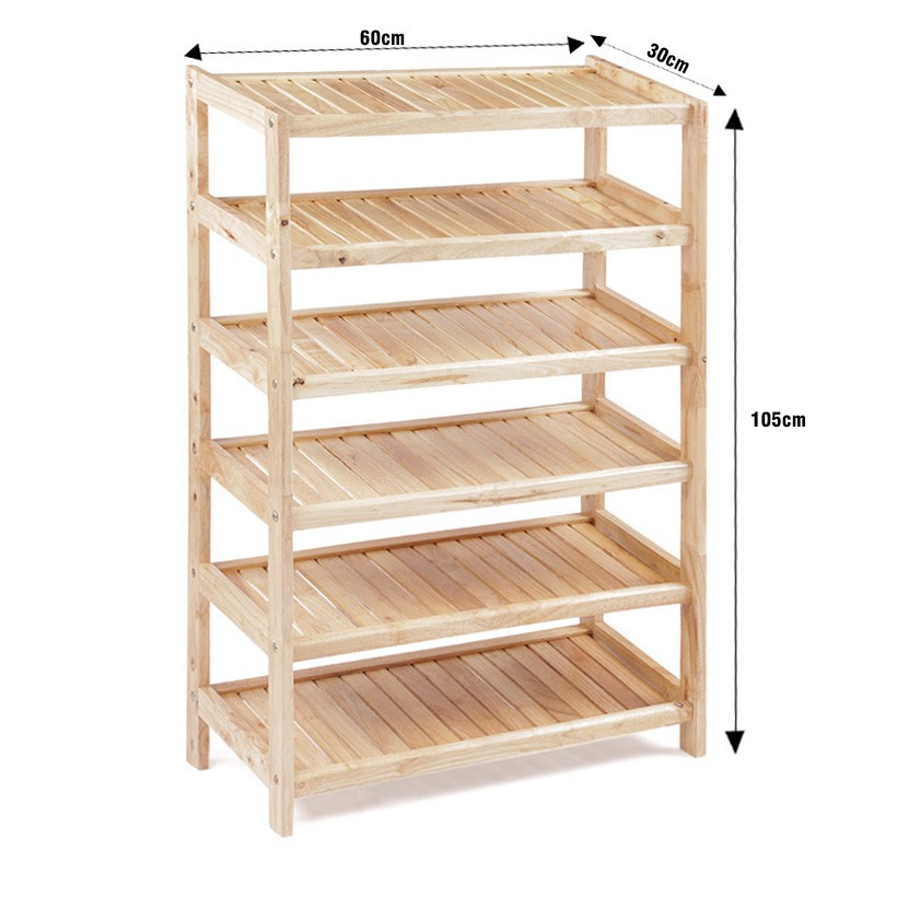 Kệ Giày Dép 5 Tầng, 6 Tầng Bằng Gỗ Cao Su Tự Nhiên Siêu Bền, Nhiều Tầng Tiện Lợi