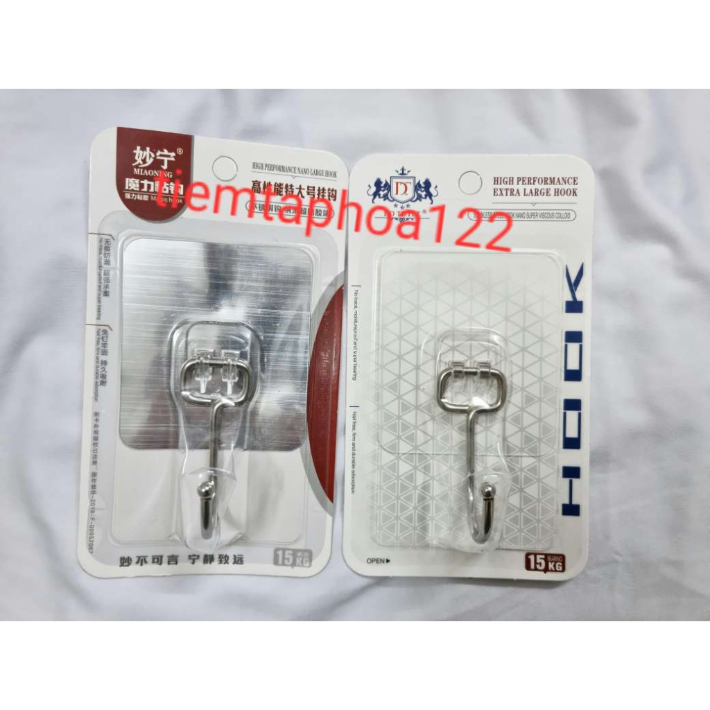 Móc dán tường chịu lực Inox 6kg 15kg treo vật dụng nón khăn vớ