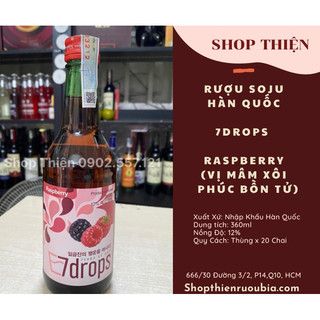 Soju Hàn Quốc 7Drops Raspberry 12% 360ml- Vị Mâm xôi( Phúc Bồn Tử)