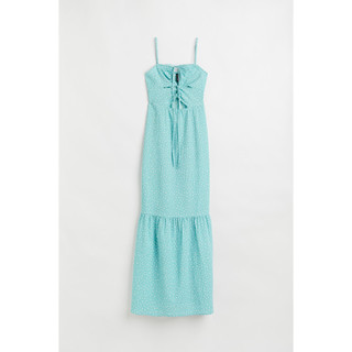 H&M Đức - Đầm dài midi hai dây hoa nhí cột dây cutout khoét ngực xanh dương sale auth new cao cấp có sẵn 1088746002