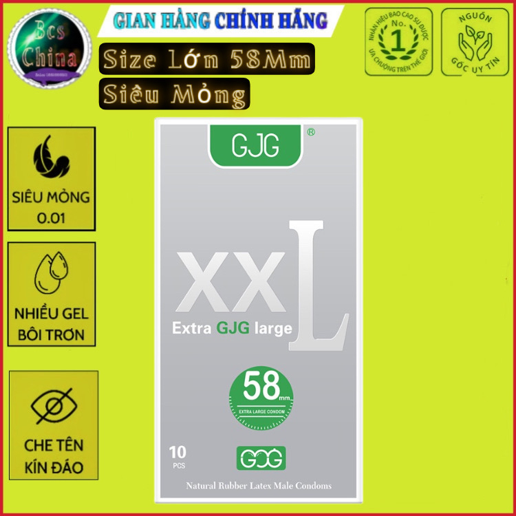 Bao cao su size lớn 58mm GJG XXL,siêu mỏng nhiều bôi trơn