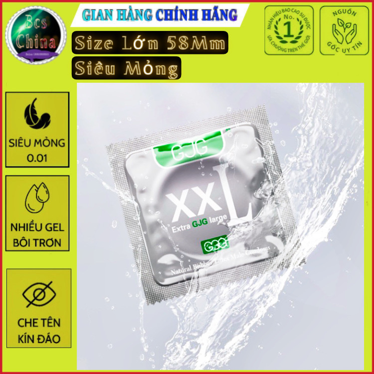 Bao cao su size lớn 58mm GJG XXL,siêu mỏng nhiều bôi trơn
