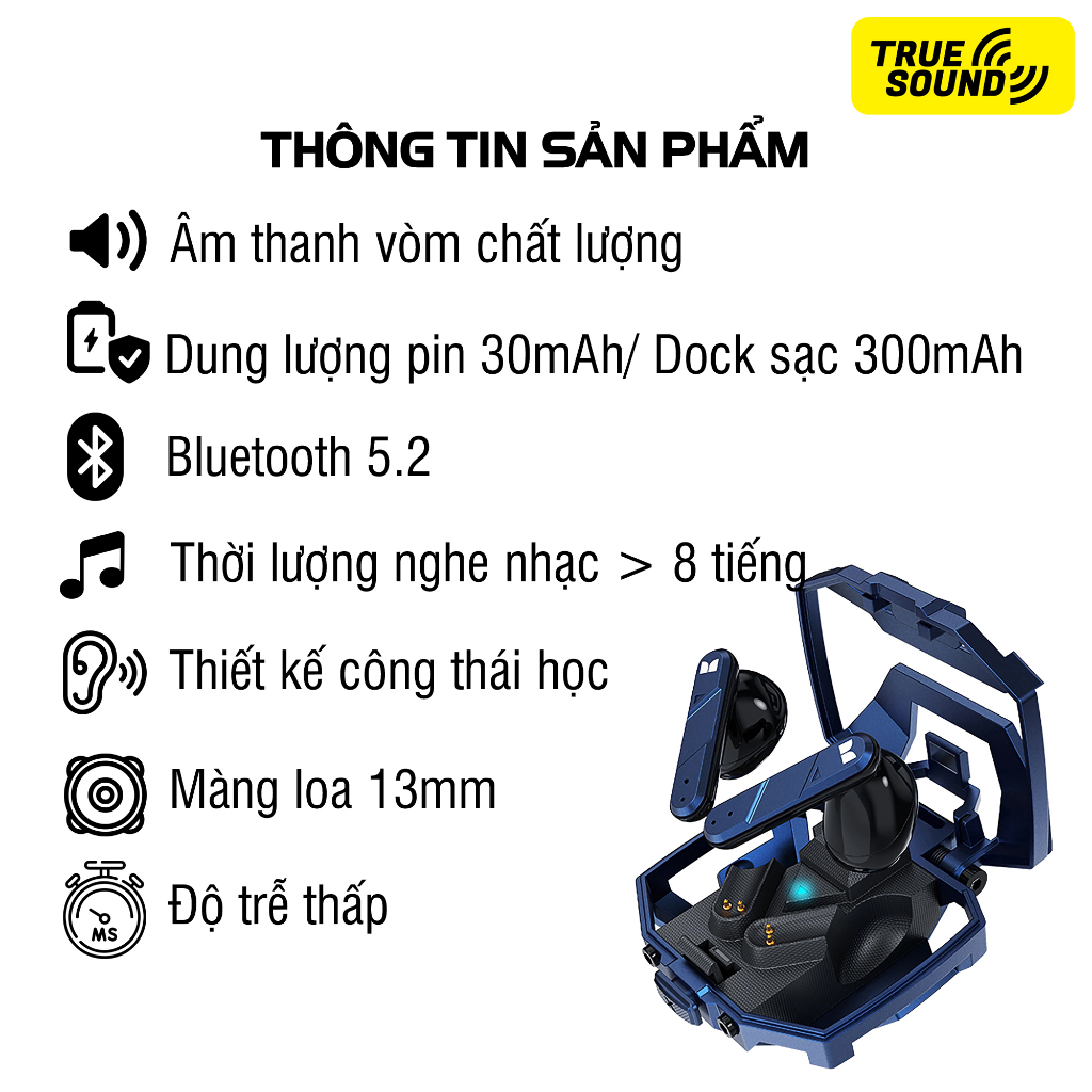 Tai nghe Gaming Bluetooth MONSTER XKT09 V5.2. Giảm tiếng ồn, chống nước IPX4.