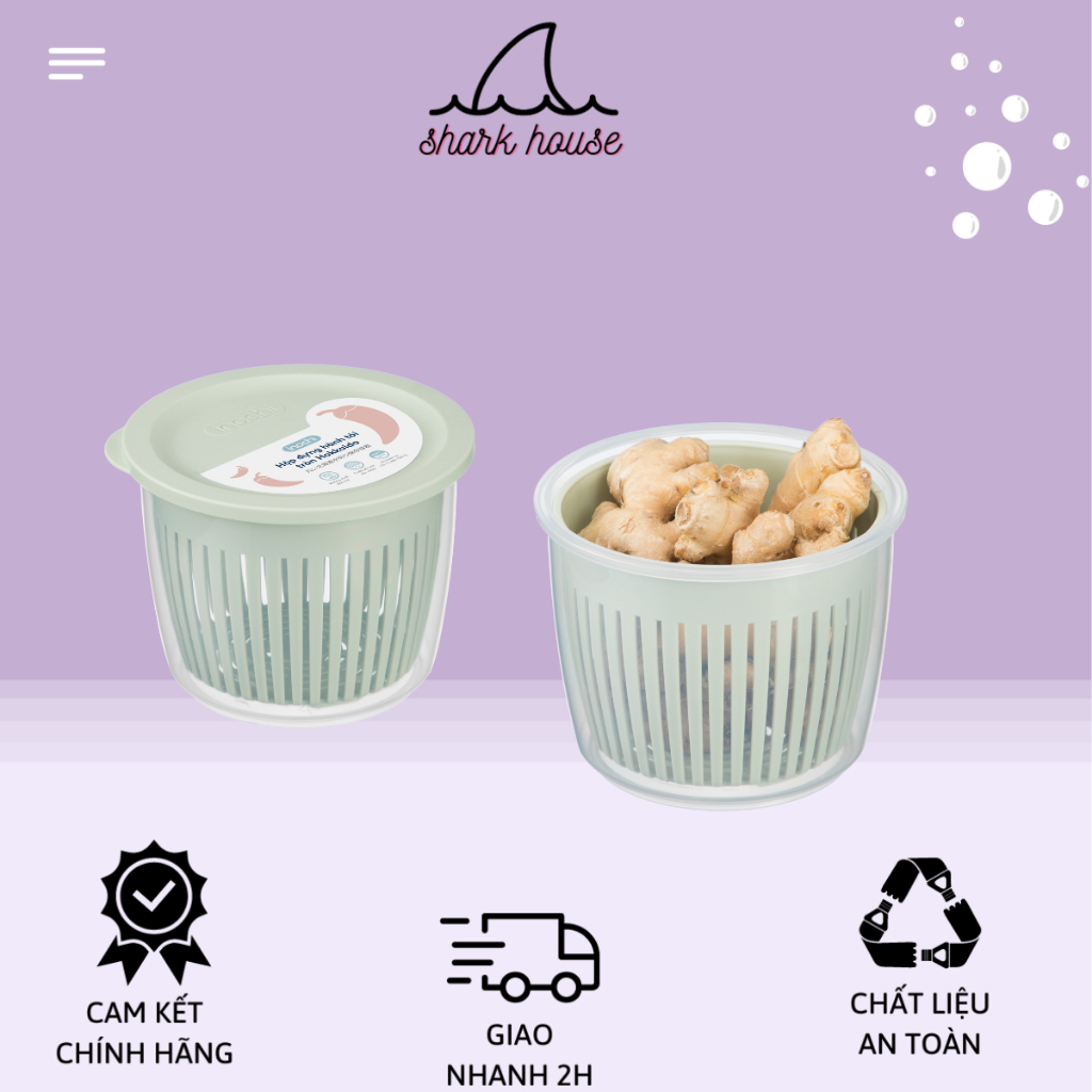 Hộp đựng hành tỏi Inochi, thiết kế vỉ ráo nước hạn chế ẩm mốc, kèm nắp đậy chống côn trùng
