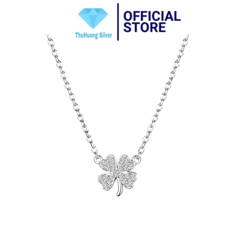 Dây chuyền nữ THJ- Dây chuyền cỏ 4 lá nhỏ xinh nhẹ nhàng, may mắn đính đá bạc ta - THJ SILVER