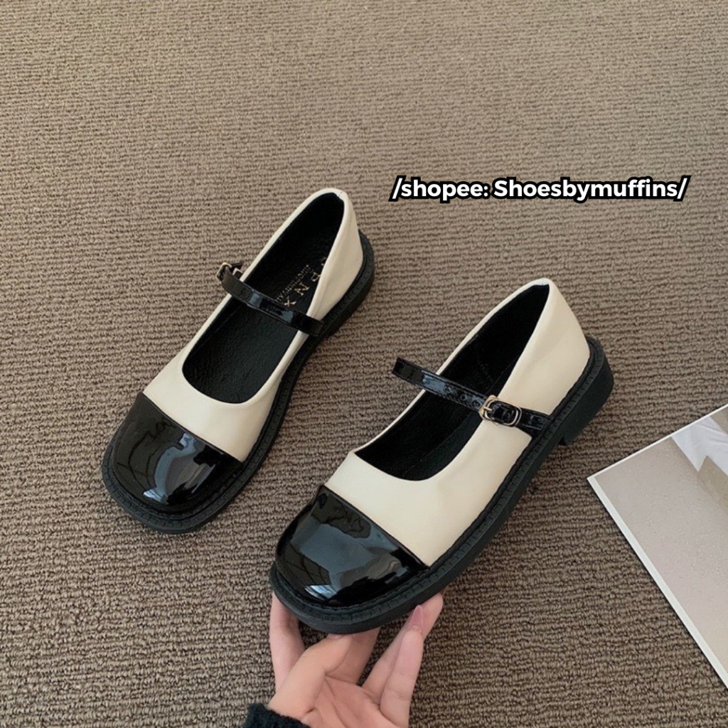 Giày nữ Mary Jane đế thấp da mềm phong cách tối giản