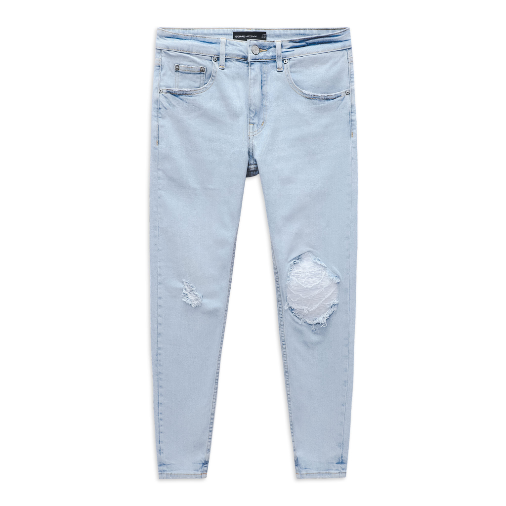 Quần Jean Nam Skinny Distressed Bright Blue, Chất Vải Jean Co Giãn, QJ0045, SOMEHOW