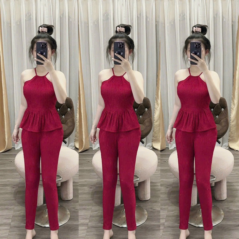 SET BỘ CỔ YẾM QUẦN ÔM CÓ TÚI QUẦN _FROM 38kg-53kg MẶC ĐẸP _SET BỘ NỮ MẶC NHÀ ĐI CHƠI DẠO PHỐ _XƯỞNG MAY THU LE