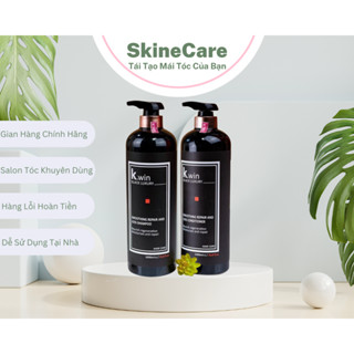 Dầu gội cặp phục hồi tóc hư tổn khô xơ Kwin lux smoothing repair and loss 1000ml combo dưỡng tóc chống gãy rụng dầu gàu