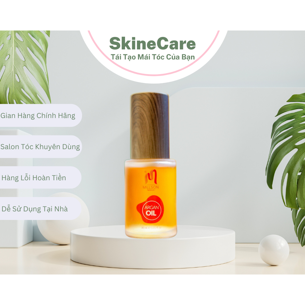 Tinh dầu dưỡng tóc phục hồi tóc hư tổn Millson Argan Oil 30ml, serum tinh chất chăm sóc tóc khô xơ uốn nhuộm duỗi