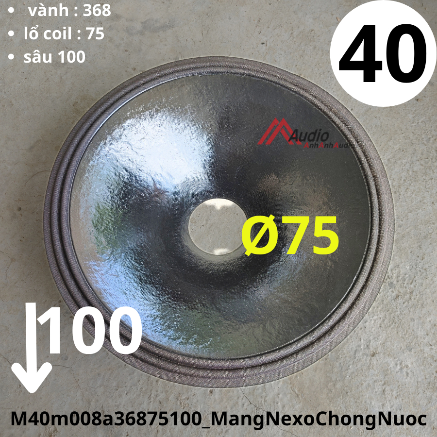 Màng loa bass 40 Nexo chống nước lổ coil 75 ( M40m008a36875100_MangNexoChongNuoc ) (M001LT)