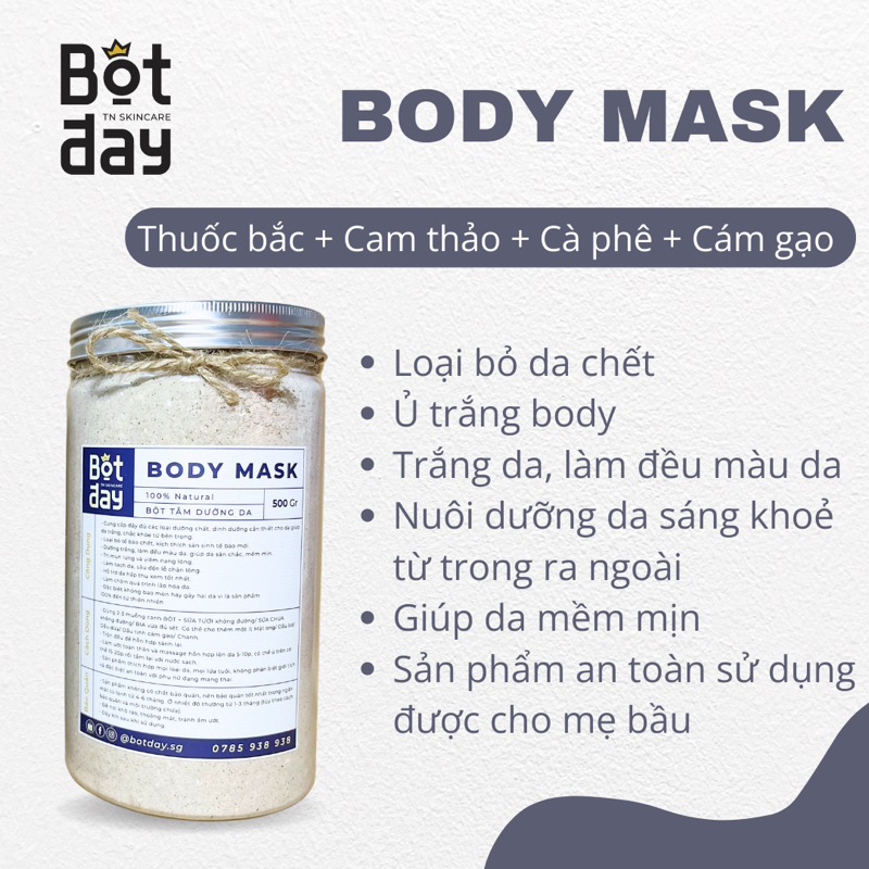 Bột Cám gạo Cà phê Bắc Cam thảo Nguyên chất 500gr Tắm dưỡng toàn thân 100% Handmade