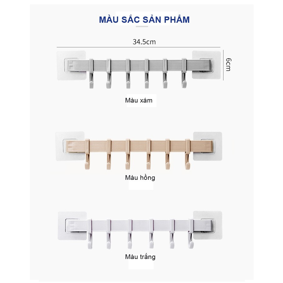 Thanh Móc Treo Quân Áo Dán Tường Nhà Tắm Không Cần Khoan Đục