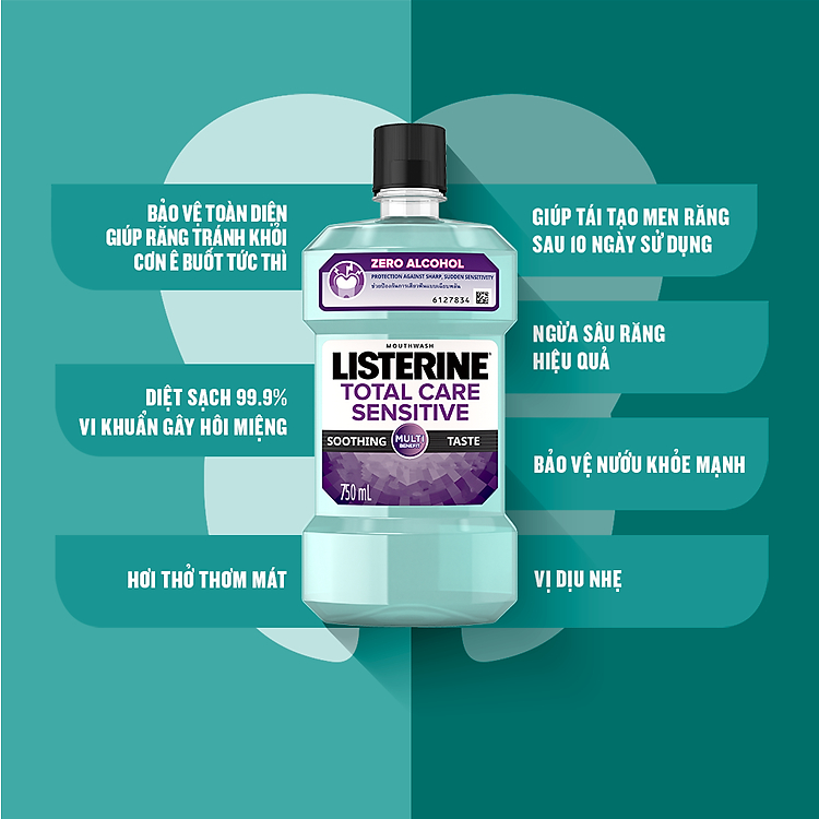 Nước Súc Miệng Cho Răng Nhạy Cảm Listerine Total Care Sensitive - 750ml