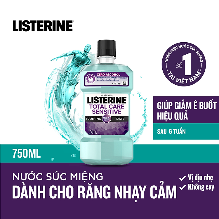Nước Súc Miệng Cho Răng Nhạy Cảm Listerine Total Care Sensitive - 750ml