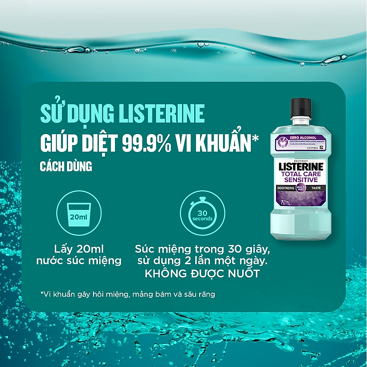 Nước Súc Miệng Cho Răng Nhạy Cảm Listerine Total Care Sensitive - 750ml