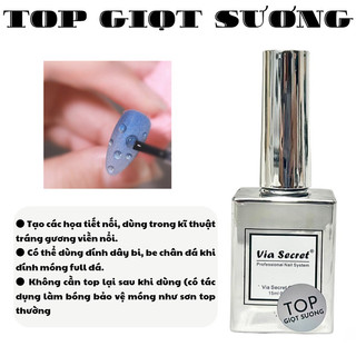 Top giọt sương, top giọt nước, top lì không lem Sơn gel Via chai bạc 15ml