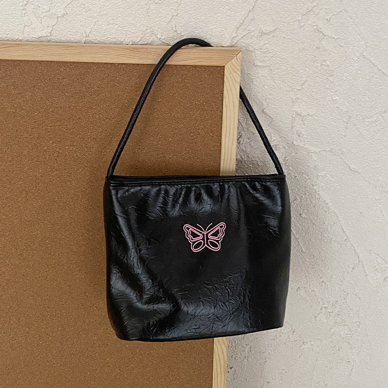 Túi kẹp nách Y2K 7194 thời trang nữ họa tiết thêu chữ, bươm bướm phong cách Hàn