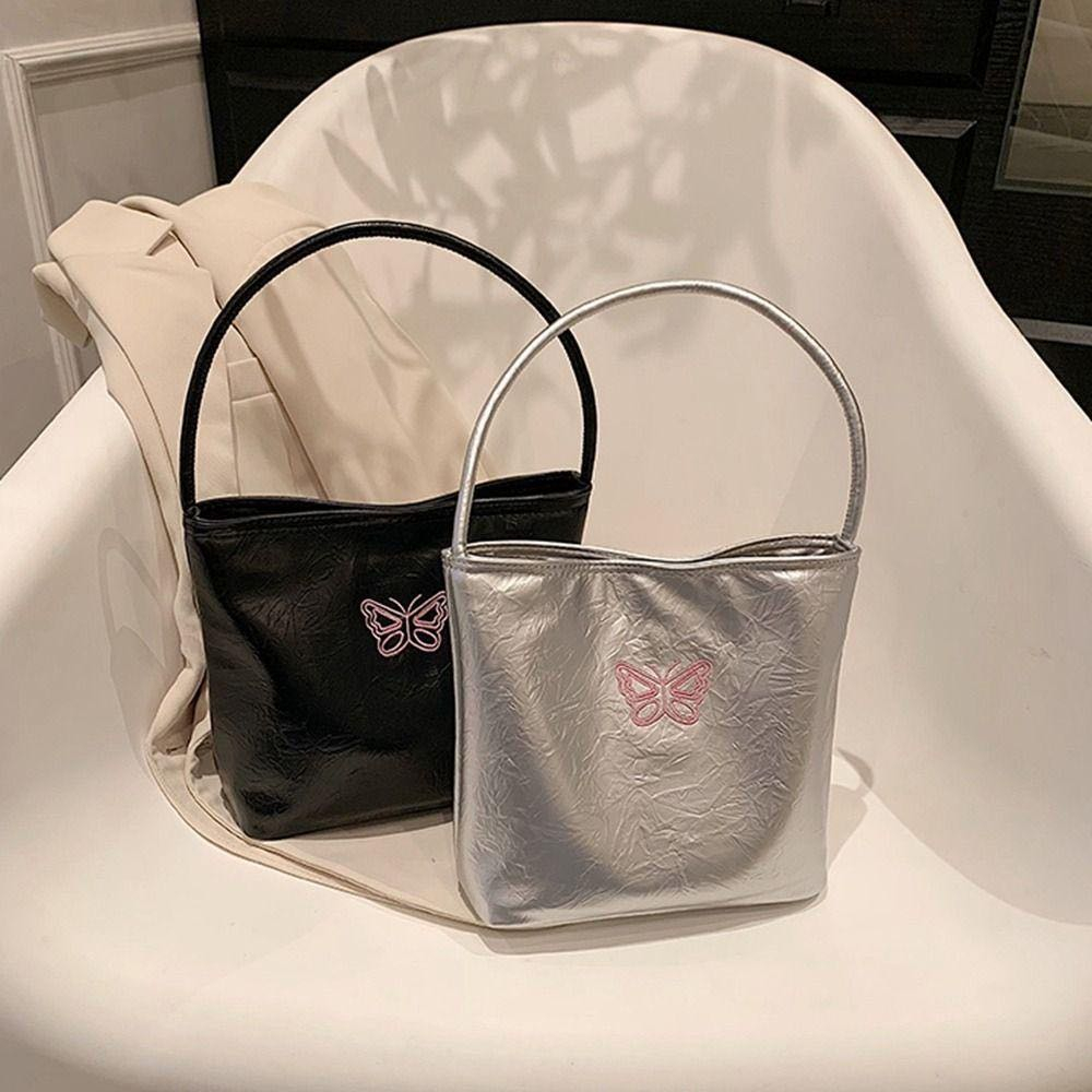 Túi kẹp nách Y2K 7194 thời trang nữ họa tiết thêu chữ, bươm bướm phong cách Hàn