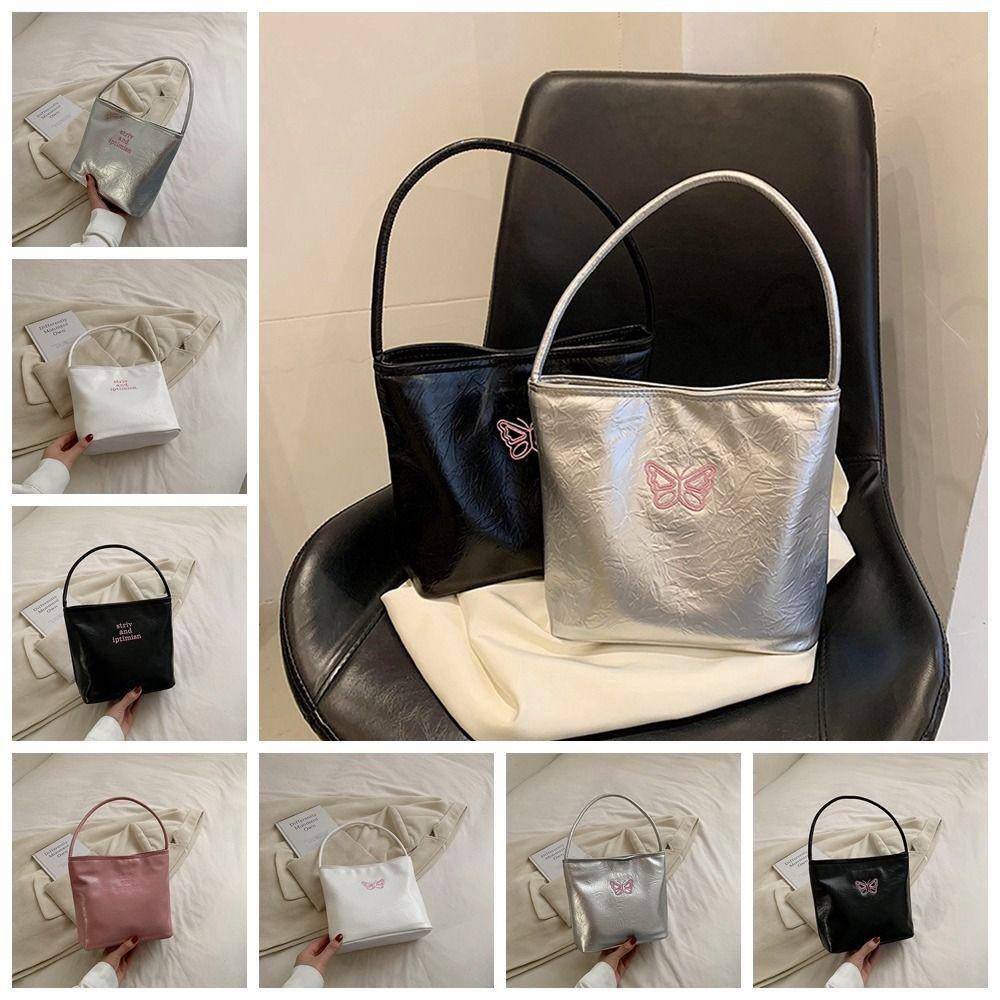 Túi kẹp nách Y2K 7194 thời trang nữ họa tiết thêu chữ, bươm bướm phong cách Hàn